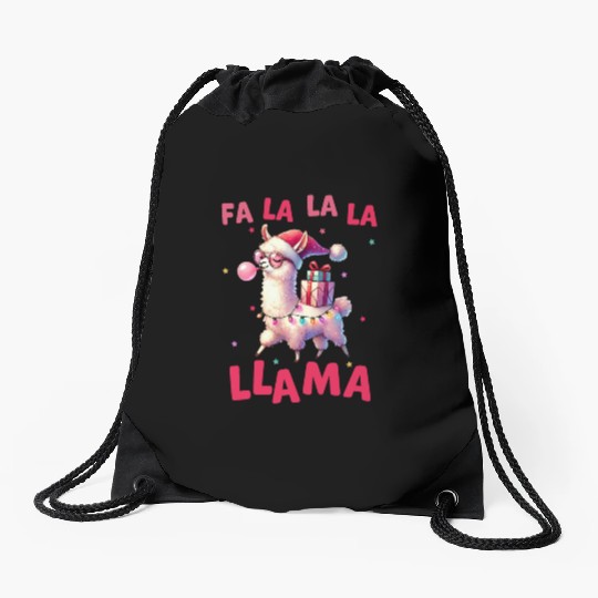 Fa La La La Llama, Merry Christmas Drawstring Bags