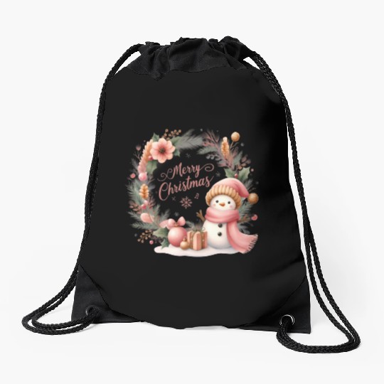 Merry Christmas, Christmas Vintage Drawstring Bags