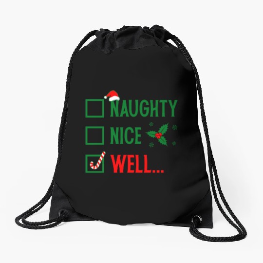 Naughty or Nice Funny Christmas Drawstring Bags