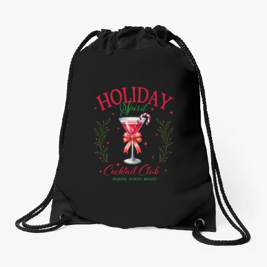 Holiday Spirit Cocktail Club Drawstring Bags
