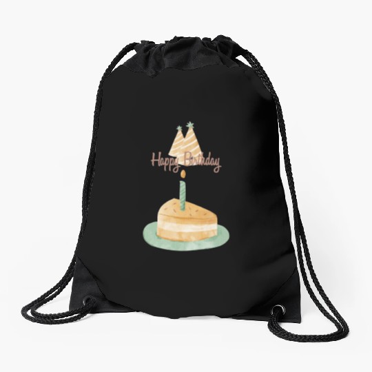 card neutral pale watercolor style birthday Drawstring Bags