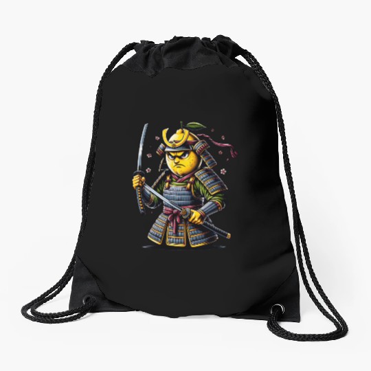 Samurai Lemon Warrior Blossom Art Drawstring Bags