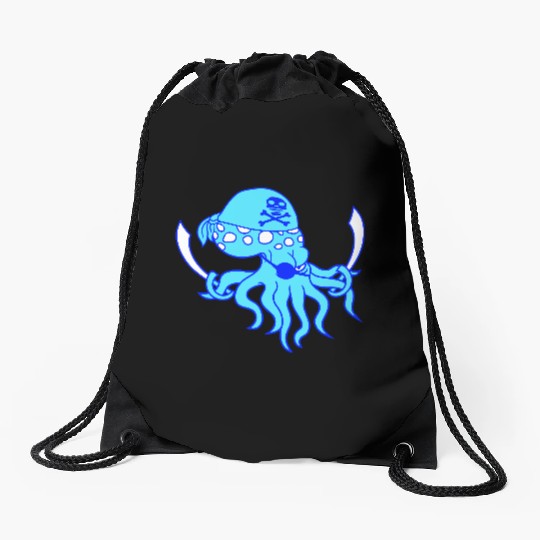 Evil Octopus Pirate Cool Cephalopod Squid Cartoon Drawstring Bags
