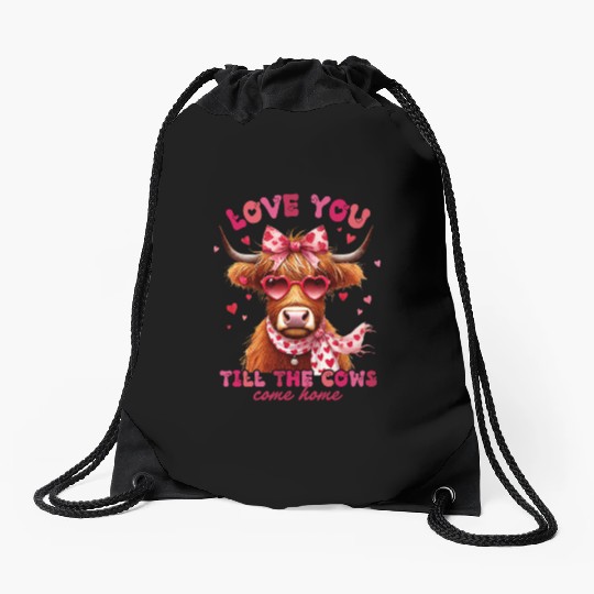 Love You till the cows come home Drawstring Bags