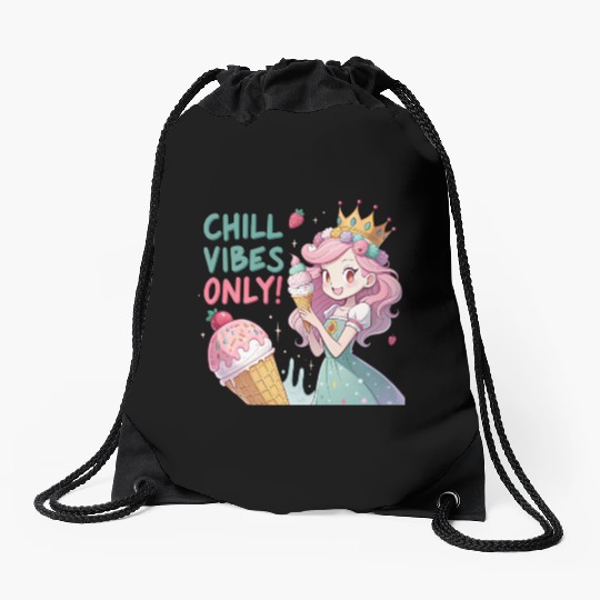 Kawaii Ice Cream Queen: Sweet Summer Vibes D83C DF66 Drawstring Bags