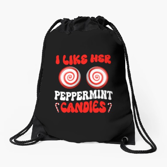 I Like Her Peppermint Candies Couples Christmas Drawstring Bags