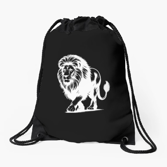 Lion With Mane Large African Cat Of Prey Drawstring Bags