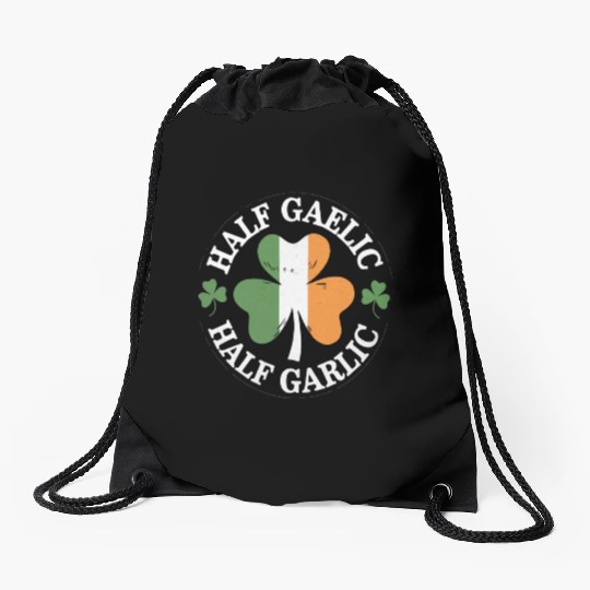Half Gaelic Half Garlic Irish Italian St. Patrick Drawstring Bags