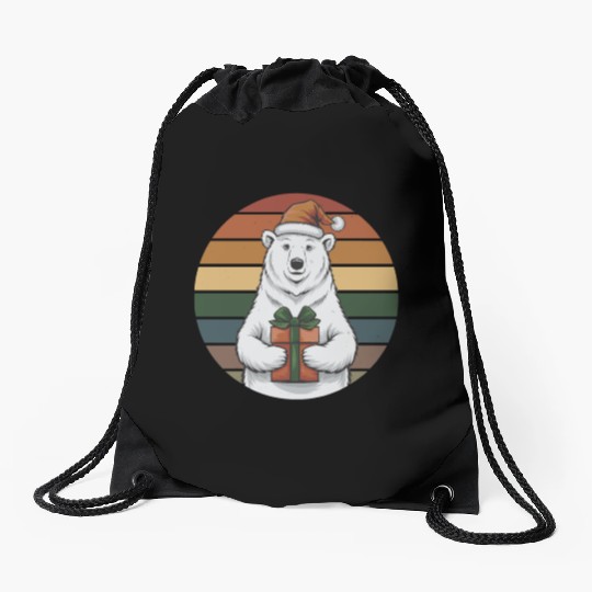 Christmas Polar Bear Drawstring Bags