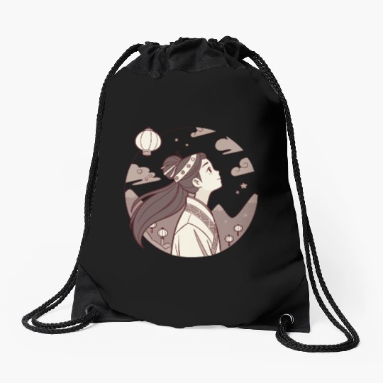 Mystical Maiden Under the Lanterns Anime Fantasy D83C DF38 Drawstring Bags