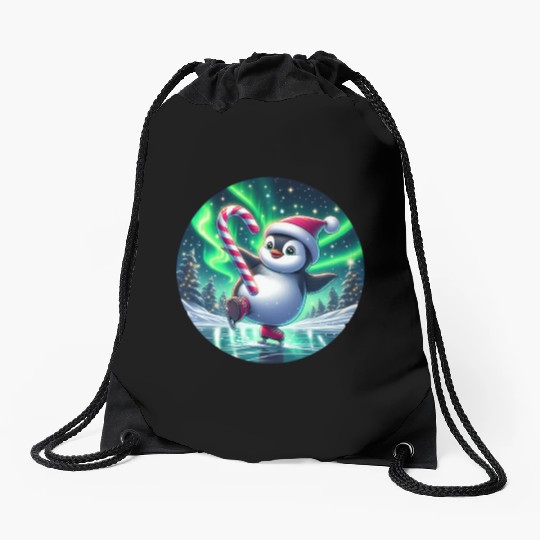 Penguin's Northern Lights Skate Drawstring Bags