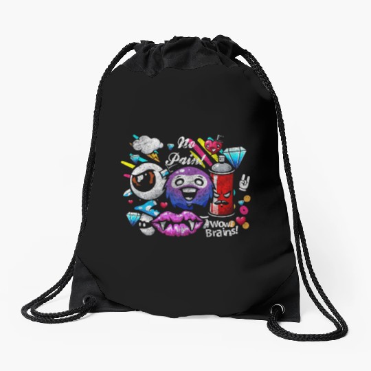Sprayer Wall Streetwear Art Design Drawstring Bags