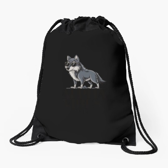 Beautiful gift idea funny quote design Alpha Wolf Drawstring Bags