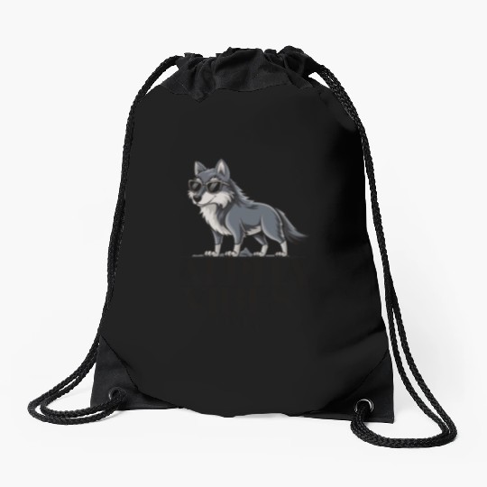 Beautiful gift idea funny quote design Alpha Wolf Drawstring Bags
