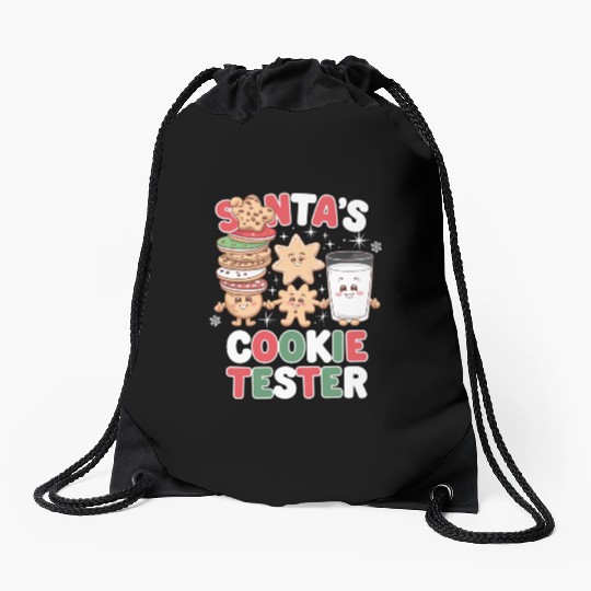 Santa s Cookie Tester Drawstring Bags