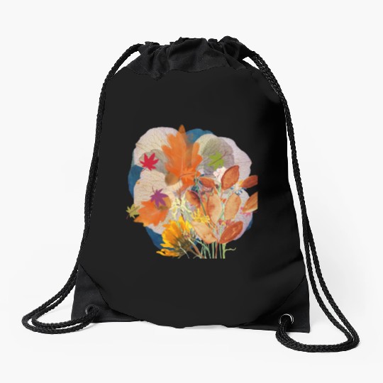 Laves and Flower Use for All Over Print for Ladies Drawstring Bags