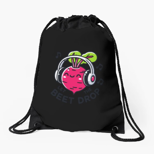 Let The Beet Drop Music Pun Drawstring Bags