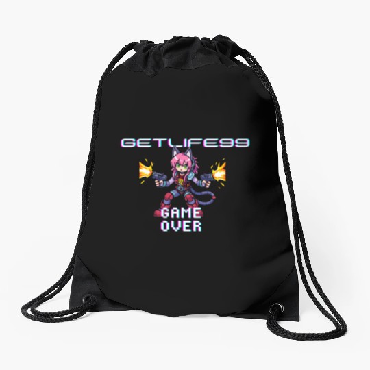 getlife99 gameover gaming Drawstring Bags