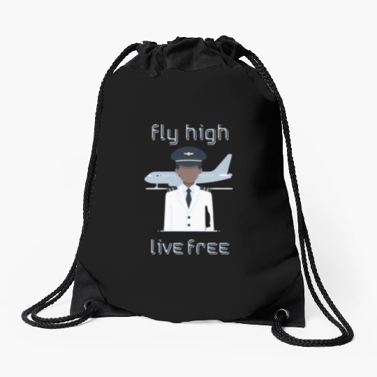 Fly High Live Free - Drawstring Bags for Pilots