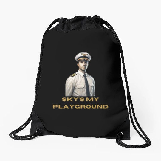 Sky's My Playground - Drawstring Bags for Pilots