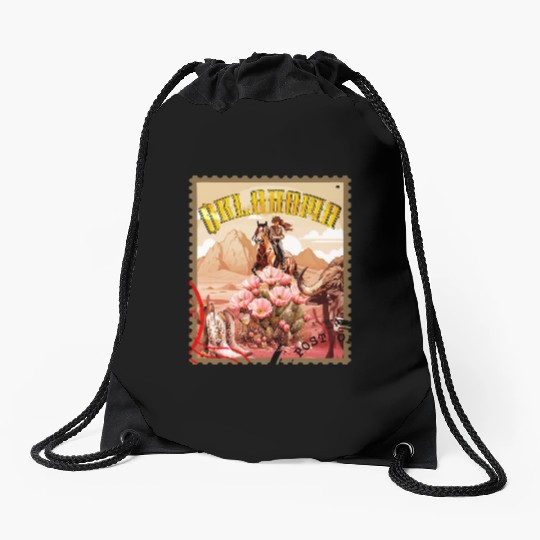 Oklahoma Cowgirl Stamp Drawstring Bags
