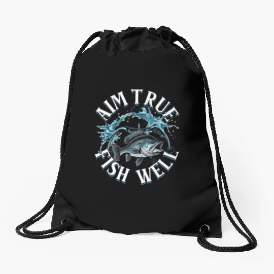 Bowfishing Bowfisher Aim True Fish Well Drawstring Bags