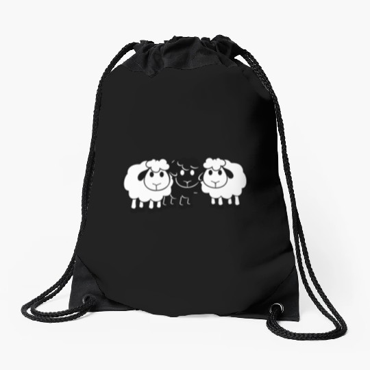 Black Sheep 3 Small Friends Team Crew Sheep Cute Drawstring Bags