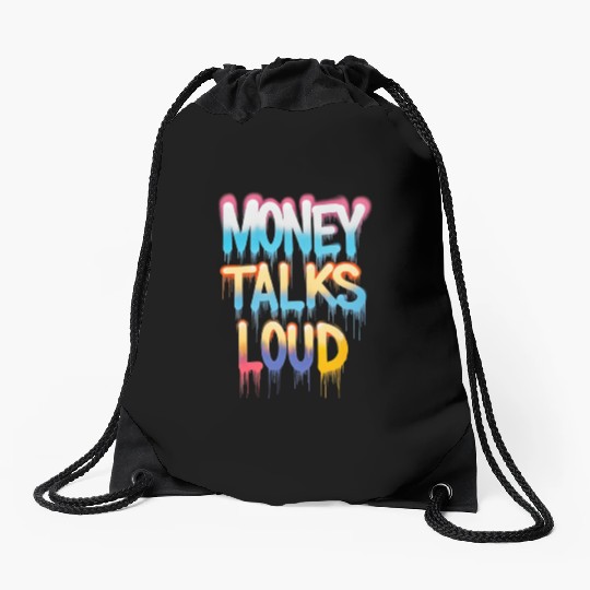 Money Talks Art Drawstring Bags