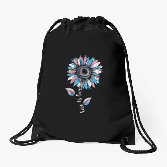 Rainbow Sunflower Love Is Love LGBT Pride Drawstring Bags