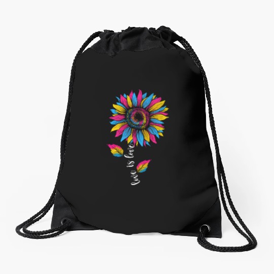 Rainbow Sunflower Love Is Love LGBT Pride Drawstring Bags