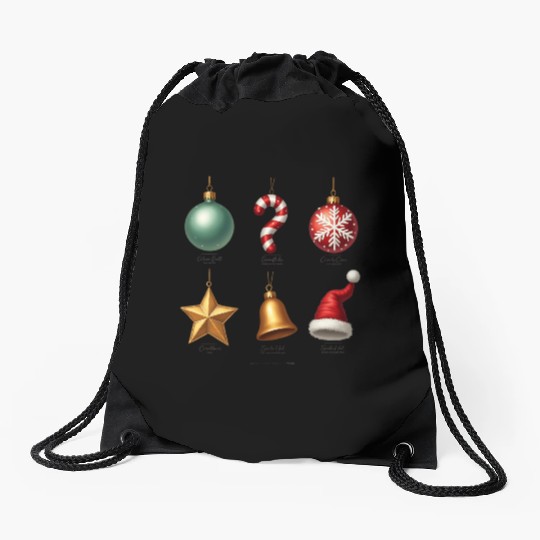 Christmas Ornaments Collection Art Drawstring Bags