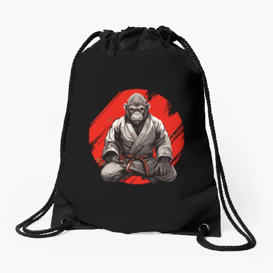 Karate Judo Monkey Chimpanzee Martial arts Drawstring Bags