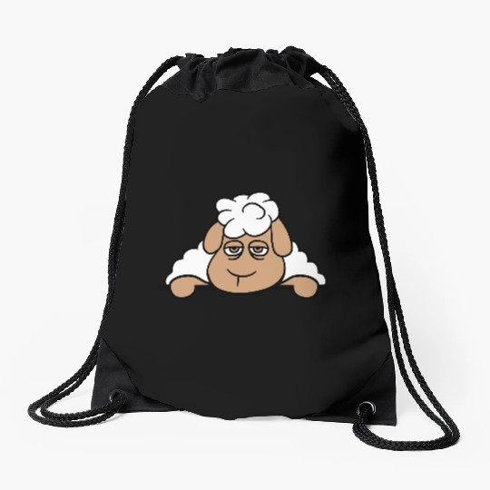 Sheep Tired Bored Behind Fence Wall Sign Looking Drawstring Bags