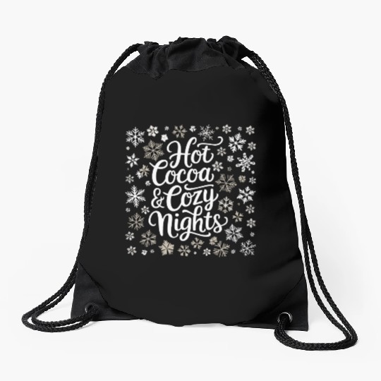Hot Cocoa & Cozy Nights - Winter Wonderland Drawstring Bags