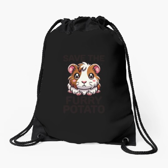 Save the Furry Potato Funny Guinea Pig Cute Kawaii Drawstring Bags