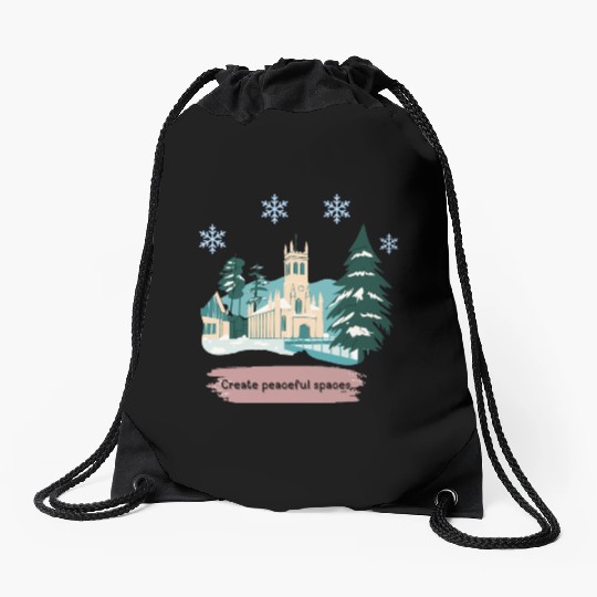 CREATE PEACEFUL SPACES Drawstring Bags