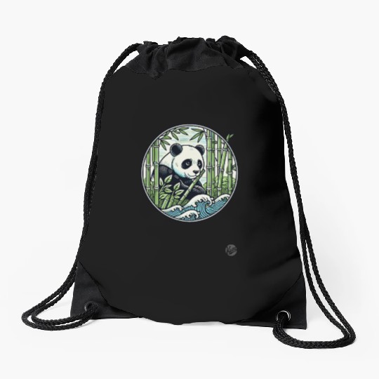 Panda in Bamboo Forest Drawstring Bags