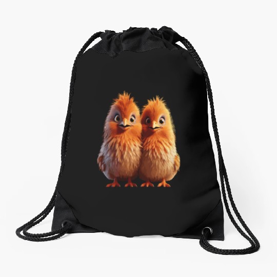 perfect match Adorable Chick Pair Cartoon Drawstring Bags