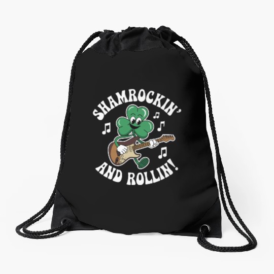Shamrockin' and Rollin' St. Patrick's Rock & Roll Drawstring Bags