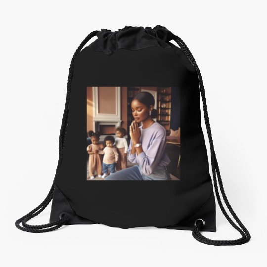 Caramel-skinned African American Woman Drawstring Bags