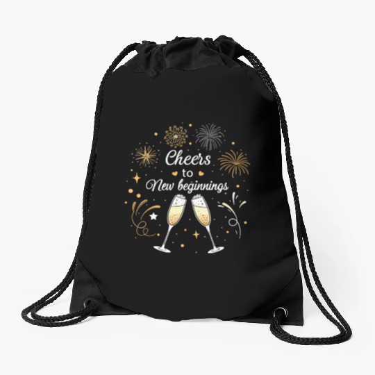 Cheers To New Beginings - Festive New Year's Eve Drawstring Bags