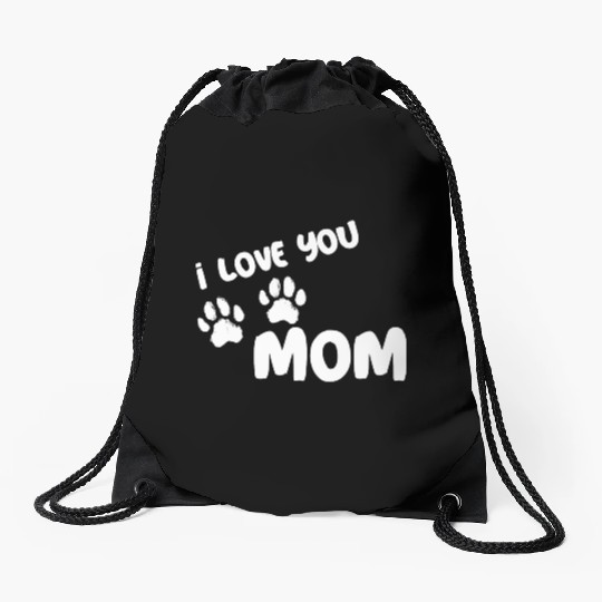 I Love You Mom Puppy Love for dark Drawstring Bags