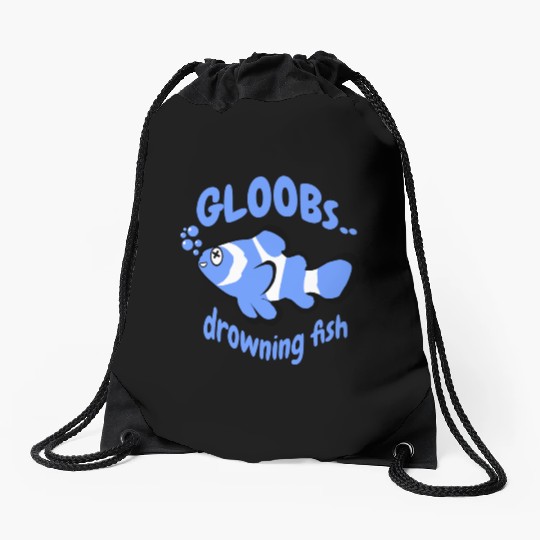 Drowning fish Drawstring Bags
