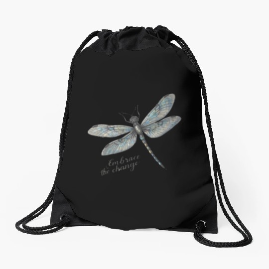 Embrace the Change Dragonfly Drawstring Bags