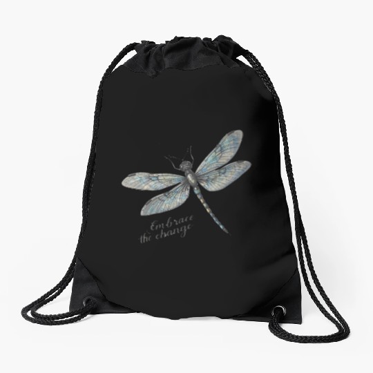 Embrace the Change Dragonfly Drawstring Bags