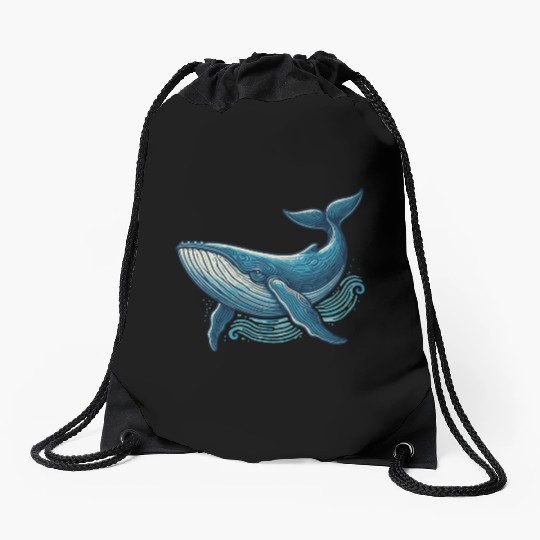 Blue Whale Drawstring Bags