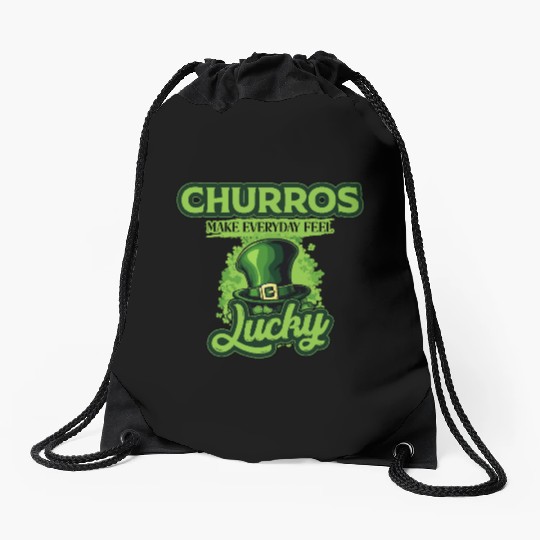 Churros Make Everyday Feel Lucky St Patricks Day Drawstring Bags