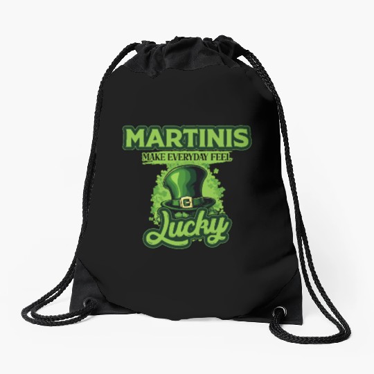 Martinis Make Everyday Feel Lucky St Patricks Day Drawstring Bags