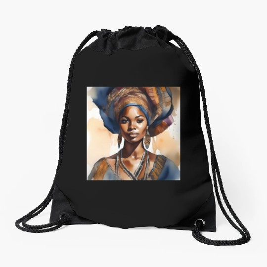 African Woman Portrait E Drawstring Bags