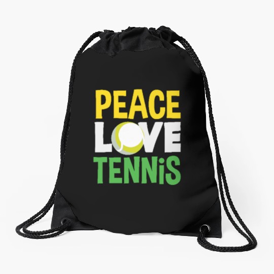 Peace Love Tennis Enthusiast Drawstring Bags